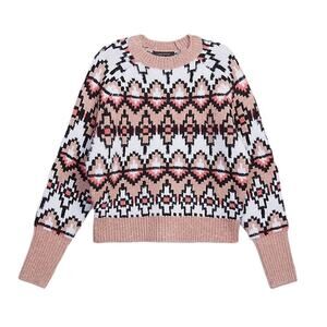 NWT Ann Taylor Fair Isle Metallic Jacquard Sweater Size XL